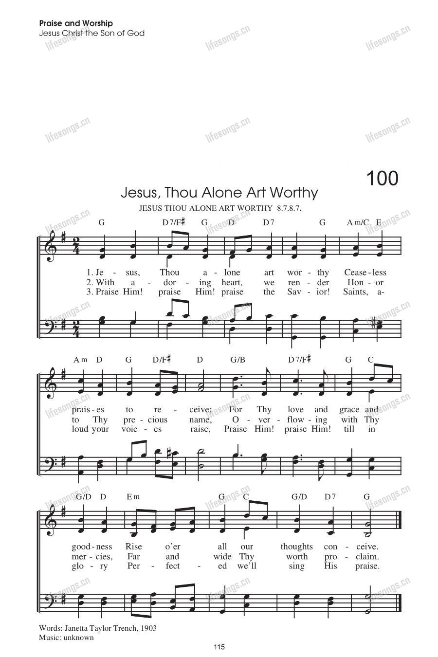 图片[1]-[HYMNS]100-Jesus,Thou Alone Art Worthy-生命诗歌