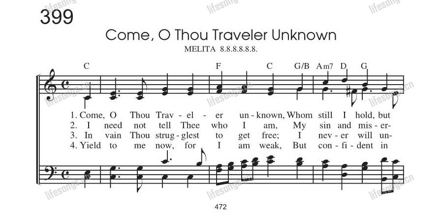 图片[1]-[HYMNS]399-Come,O Thou Traveler Unknown-生命诗歌